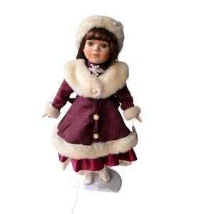 Collection Choice Limited Edition 2025 Porcelain Doll Burgundy Winter Coat